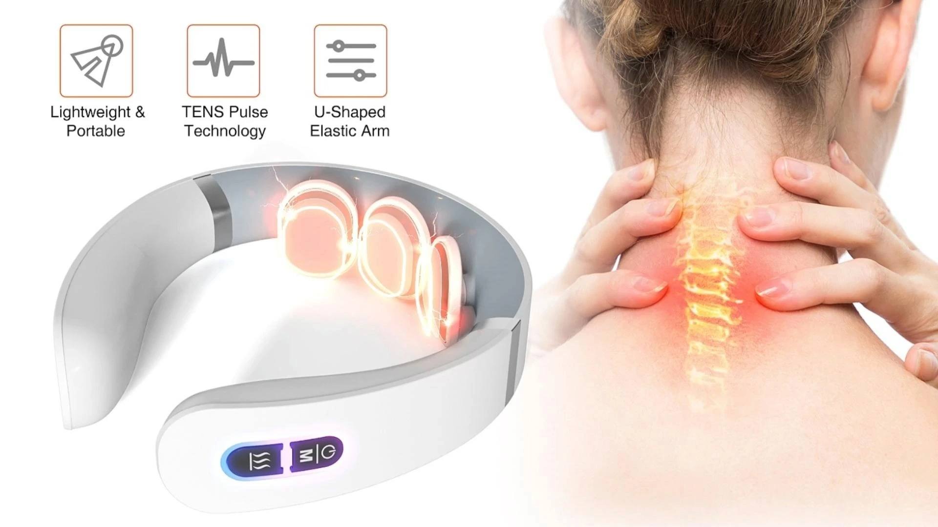 OSTO Electric EMS Neck Shoulder Massager with Heat Relief Shiatsu Deep Kneading TENS Relieve Neck Pain 1