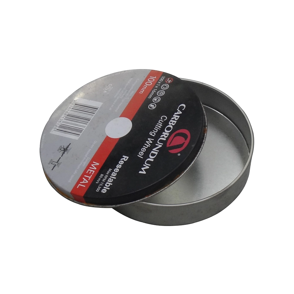 Caja de hojalata para embalaje con rueda de corte para latas de metal redondas de 100 mm de diámetro 1