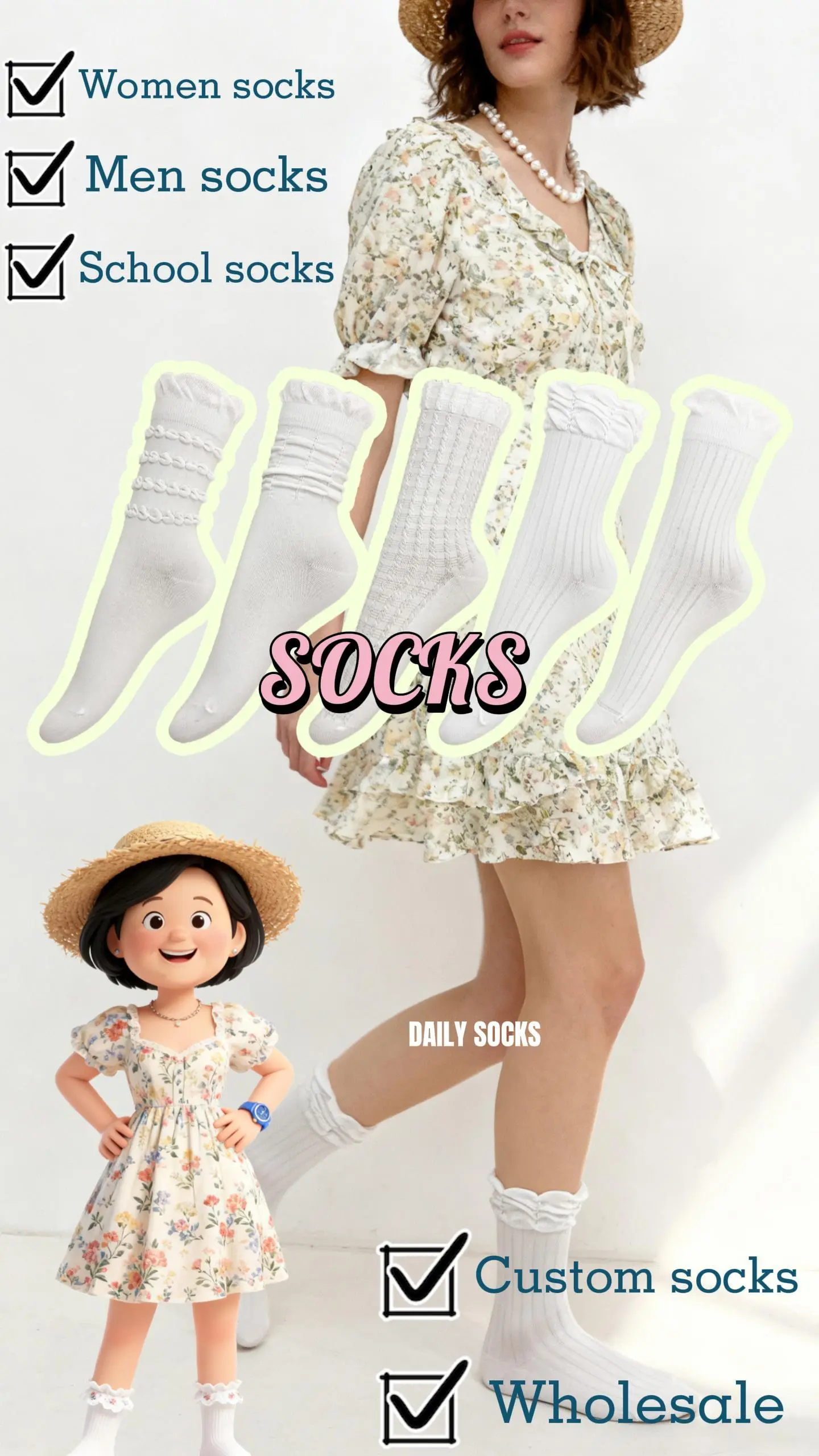 Wholesale Custom Women's Knitted Ruffled Socks - Elegant & Breathable for Spring Summer Daily Wear HY-W-084 1