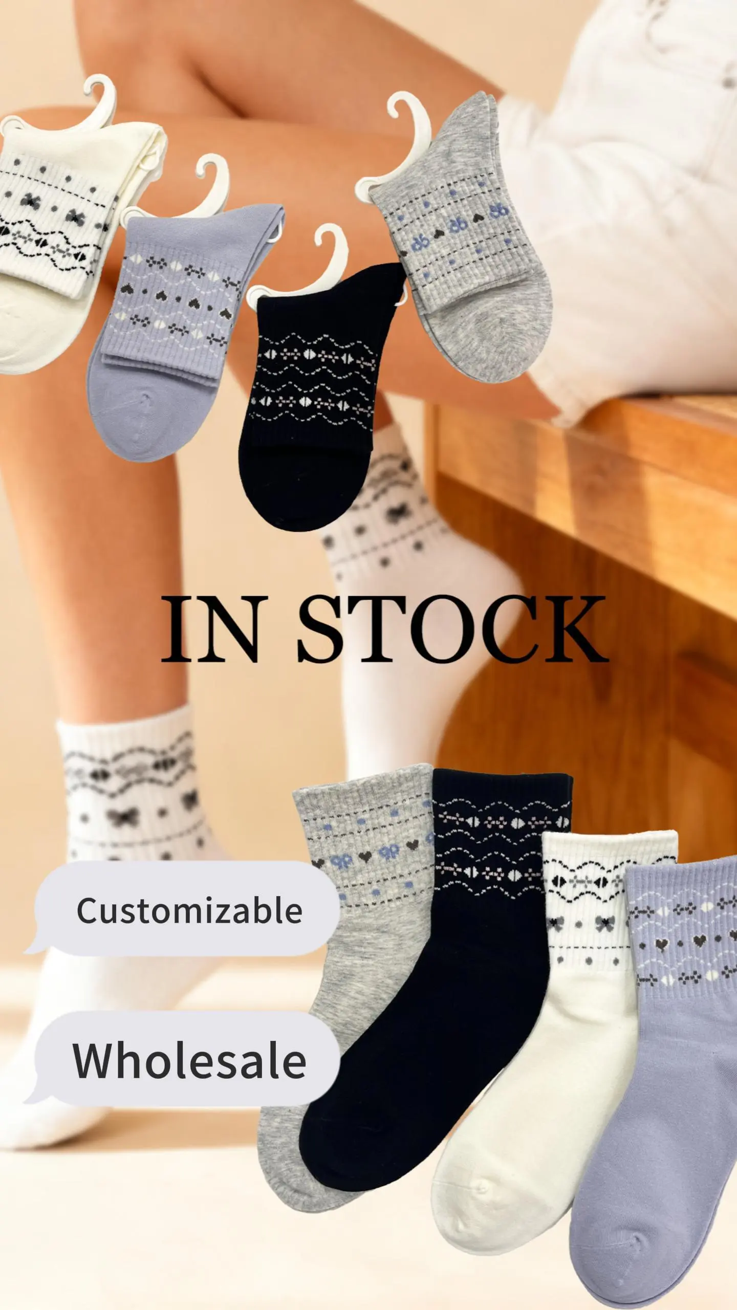 Women's Breathable Socks, Customizable & Available for Wholesale HY-W-085 1