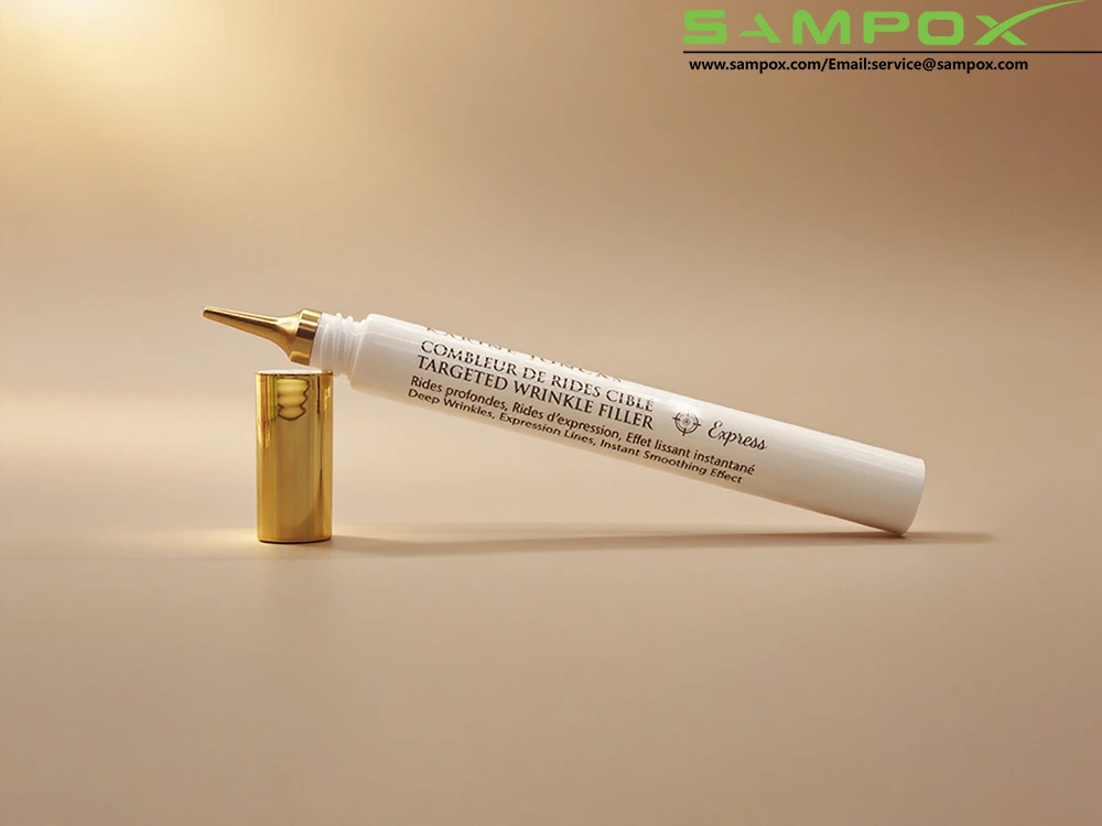 White PE Cream Tube With Gold Screw Cap And Long Nozzle D16mm 1