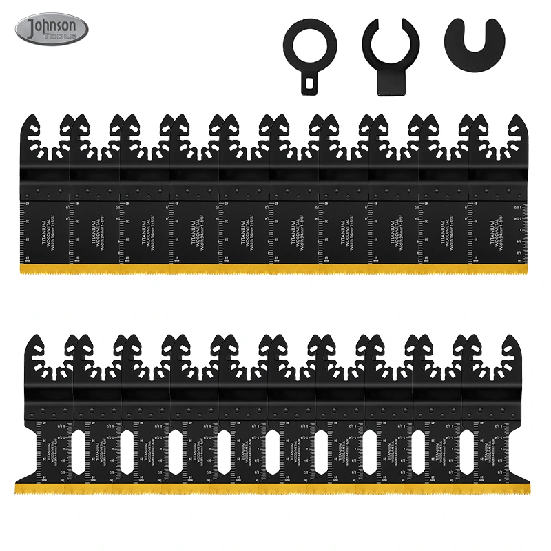 Johnson Tools Titanium Oscillating Saw Blades 20PCS Titanium Oscillating Multitool Blades for Metal, Wood and Plastic 1