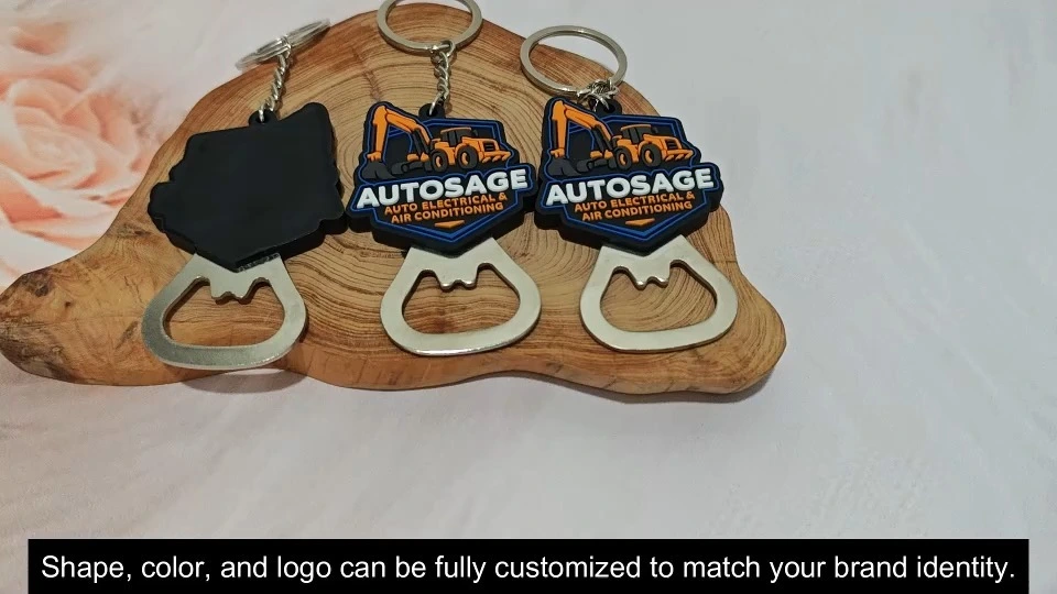 Custom PVC Keychain Bottle Opener Soft Rubber Key Ring with Logo 1