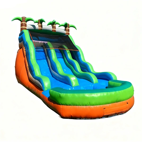 Jungle Theme Inflatable Water Slide with Pool 1