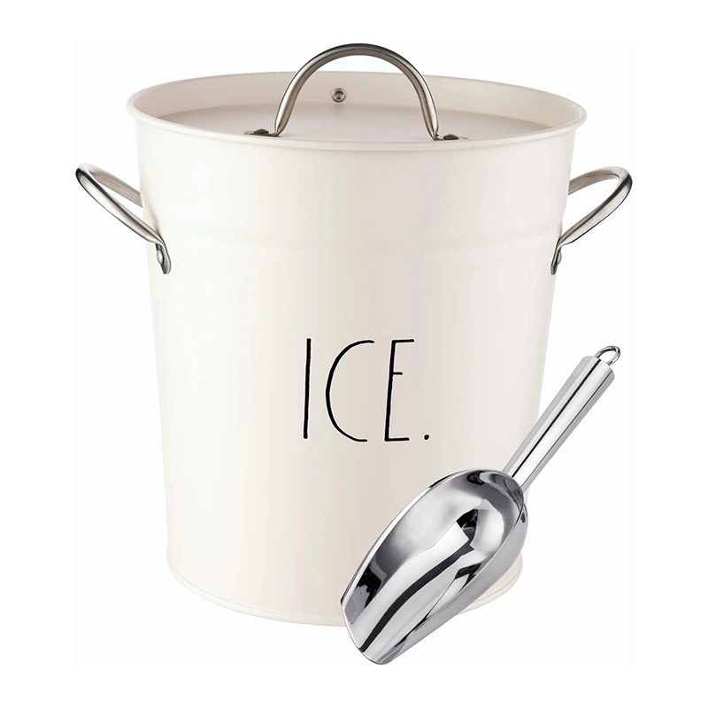 Stainless Steel Bucket with Handle, Lid and Ice Scooper,4 Qt.Storage Bin for Ice Cubes for Bars, Parties, Backyard  Barbeques, Picnics, and Camping SH-KI23095 1