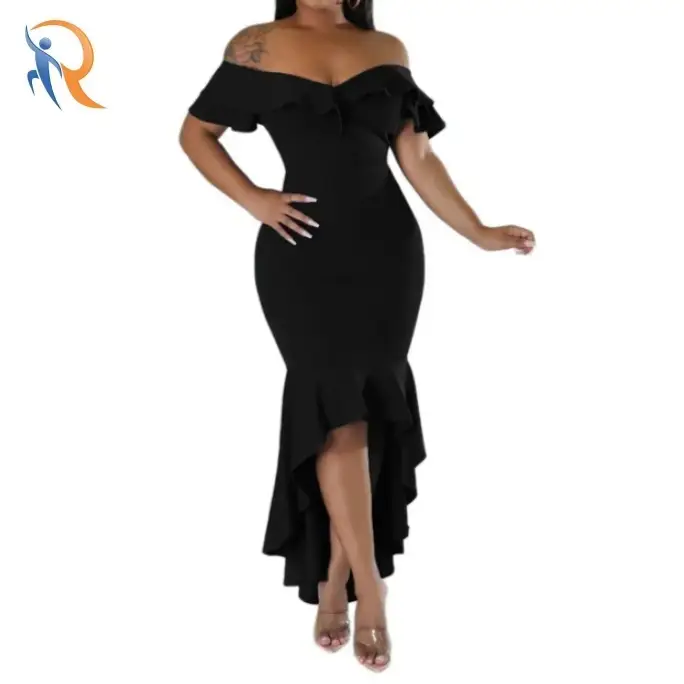 فستان صيفي نسائي ضيق ذو قصة ضيقة وحافة غير منتظمة وفتحة عالية 1