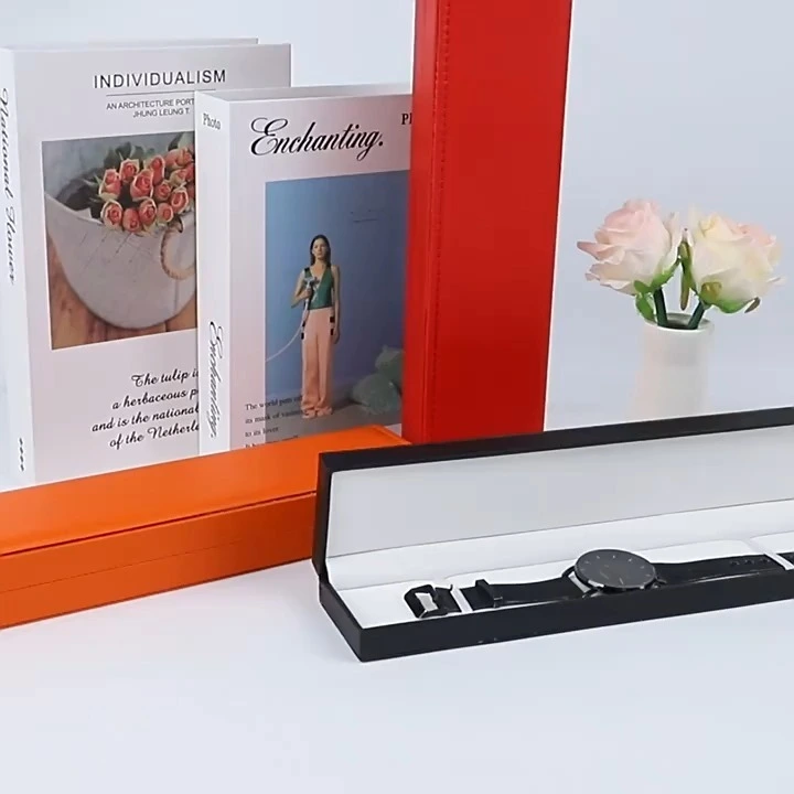 Textured Lychee-Pattern PU Leather Watch Strap Pendant Box Rectangular Packaging Gift Set 1