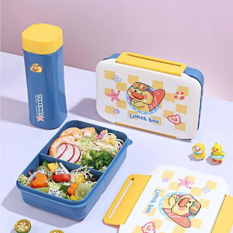 Hongxing Microwave Safe Lunch Containers, Microwave Heating Cute Bento Box Water Bottle Set 1