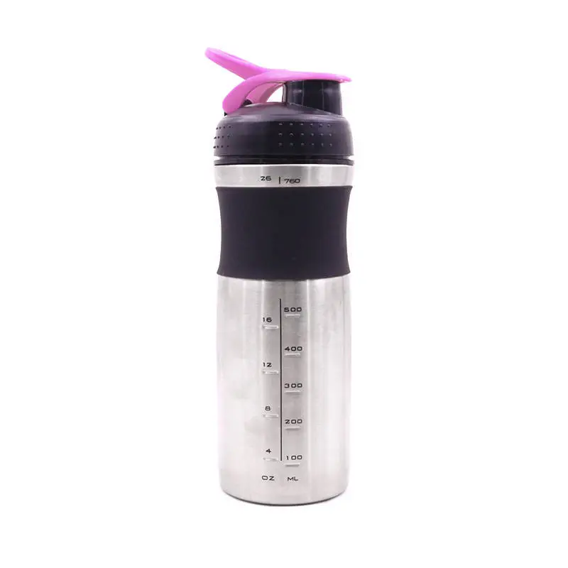 760ml Stainless steel shaker bottle with stainless mixer ball for fitness 1