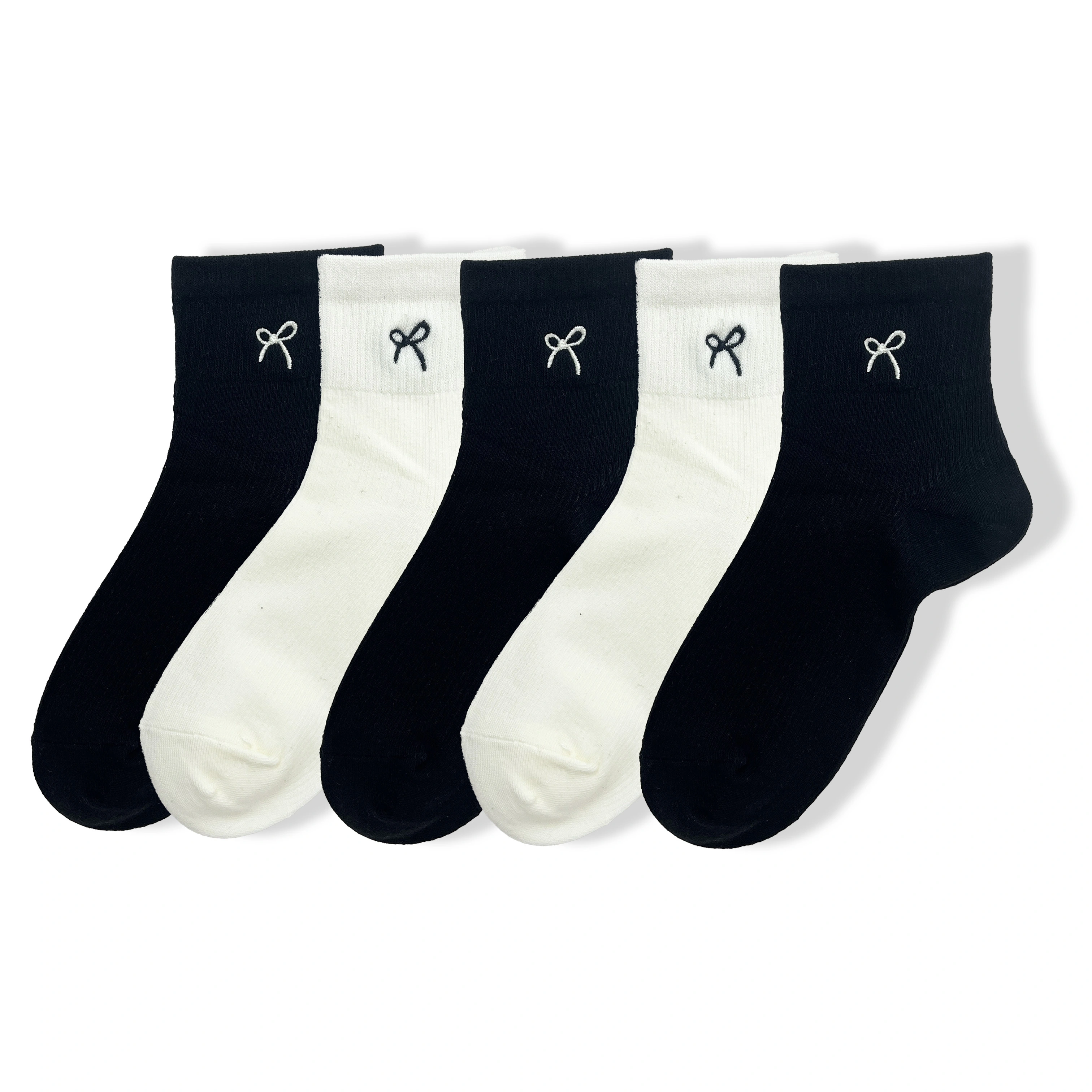 Wholesale Women Knitting Socks Bow Embroidery Decoration Custom Available HY-W-088 1