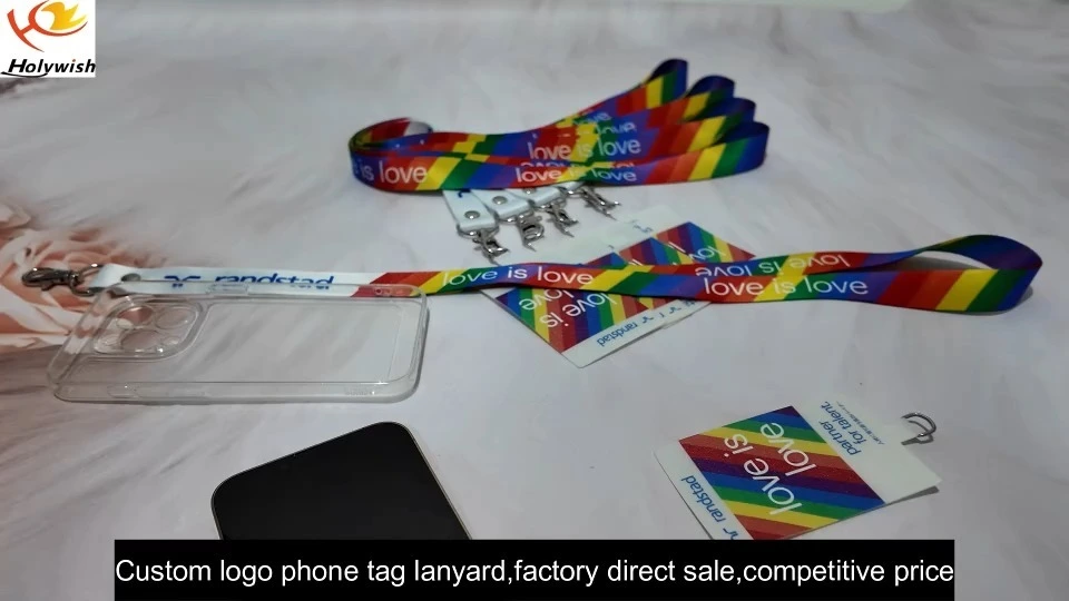 Custom Polyester love Is love rainbow logo Design Events Lanyard With Logo 1