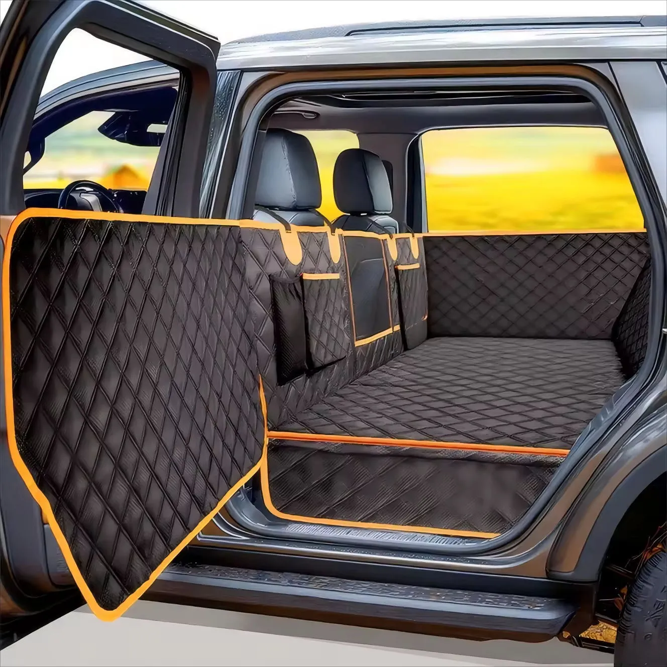 New Design Hard Bottom Oxford Pet Hammock Waterproof Dog Car Seat Cover for Back Seat 1