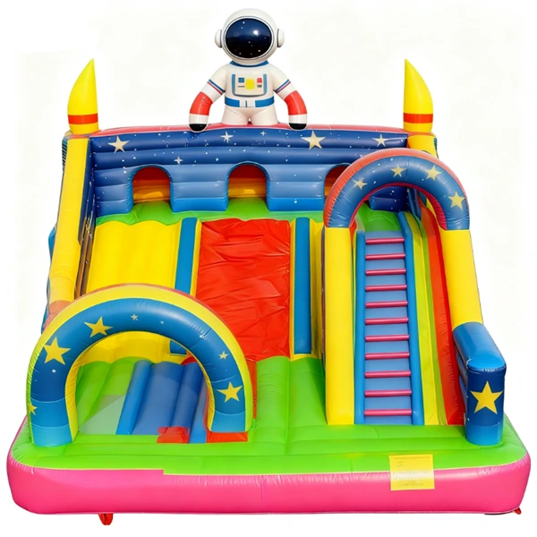 Castillo inflable para juegos con temática espacial 1