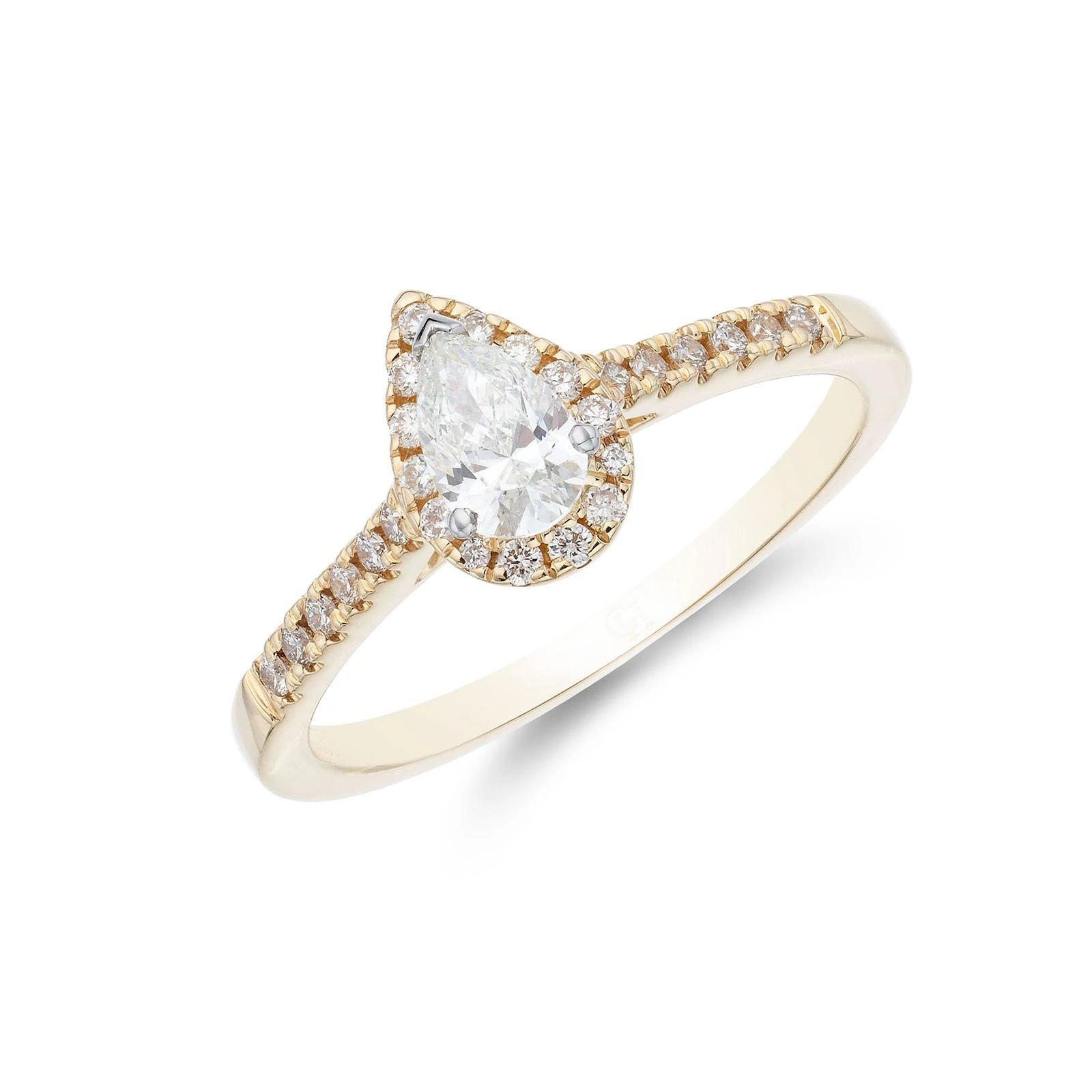 18ct Yellow Gold Excellent Brilliant Lab Grown Pear Cut Diamond Engagement Ring 1