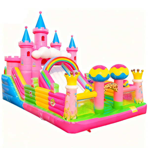 Rosa aufblasbare Hüpfburg Kinderburg Fun City 1