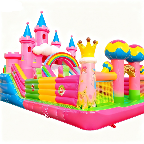 Rosa aufblasbare Hüpfburg Kinderburg Fun City 5
