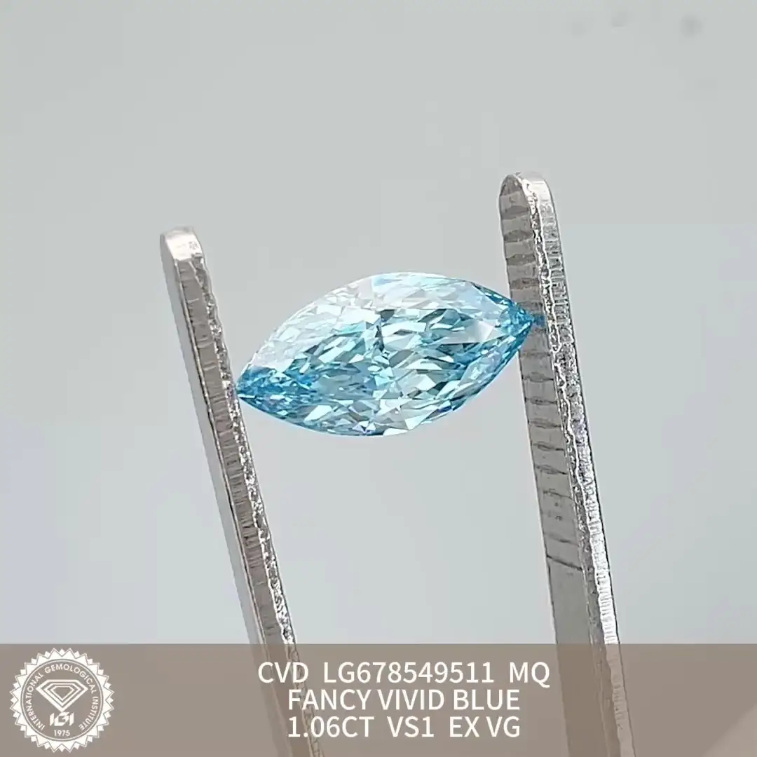 1.06CT  MQ  FANCY VIVID BLUE VS1 EX VG CVD LG678549511 1