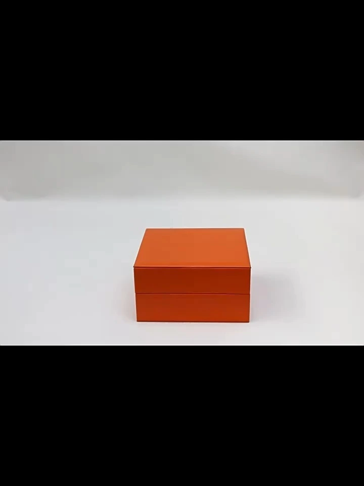 Textured Right-Angle PU Leather Watch Box Orange Flip-Top Watch Packaging Gift Box 1