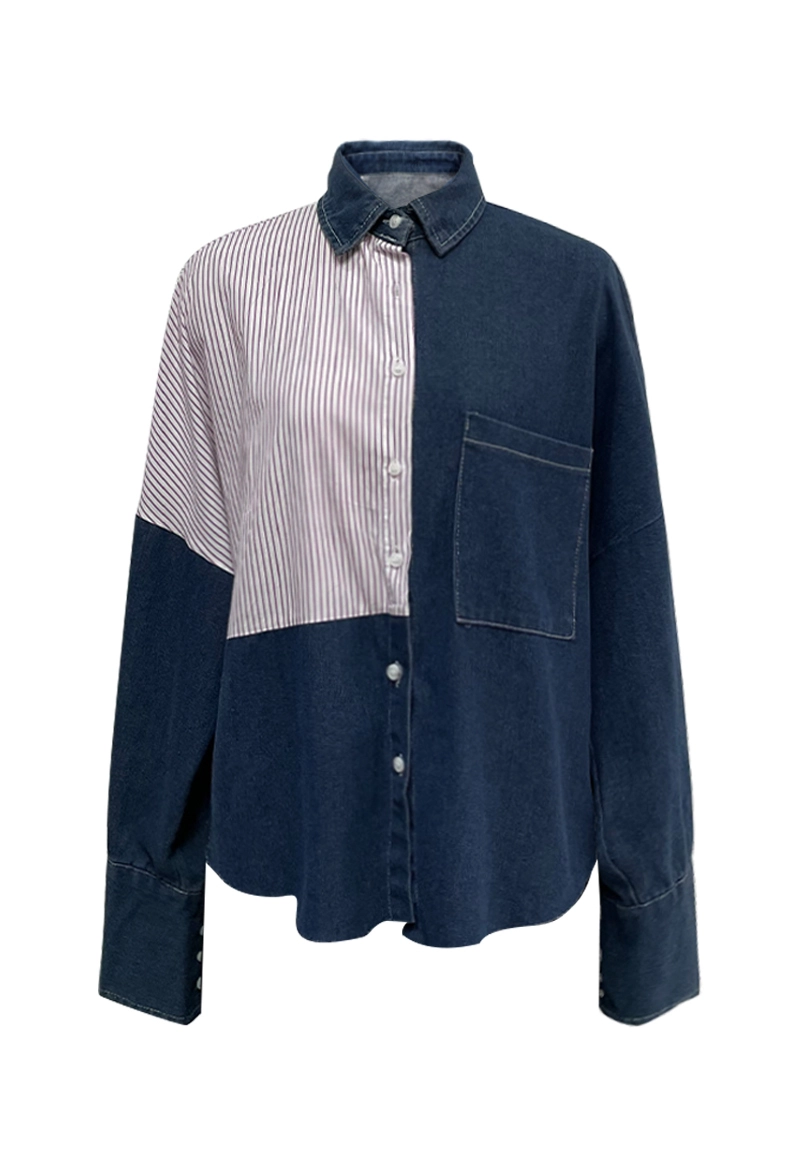 다재다능한 스타일리시한 패치워크 데님 셔츠 Vepeen Apparel 1