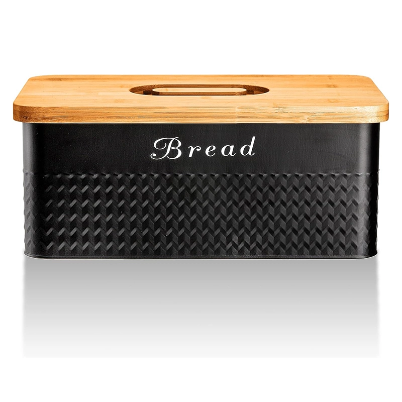 Metal Bread Box with Bamboo Lid, Modern Bread Storage Container Holder, Space-Saving Bread Keeper Bin for Kitchen Counter, Kitchen Decor Organizer SH-KI23079 1