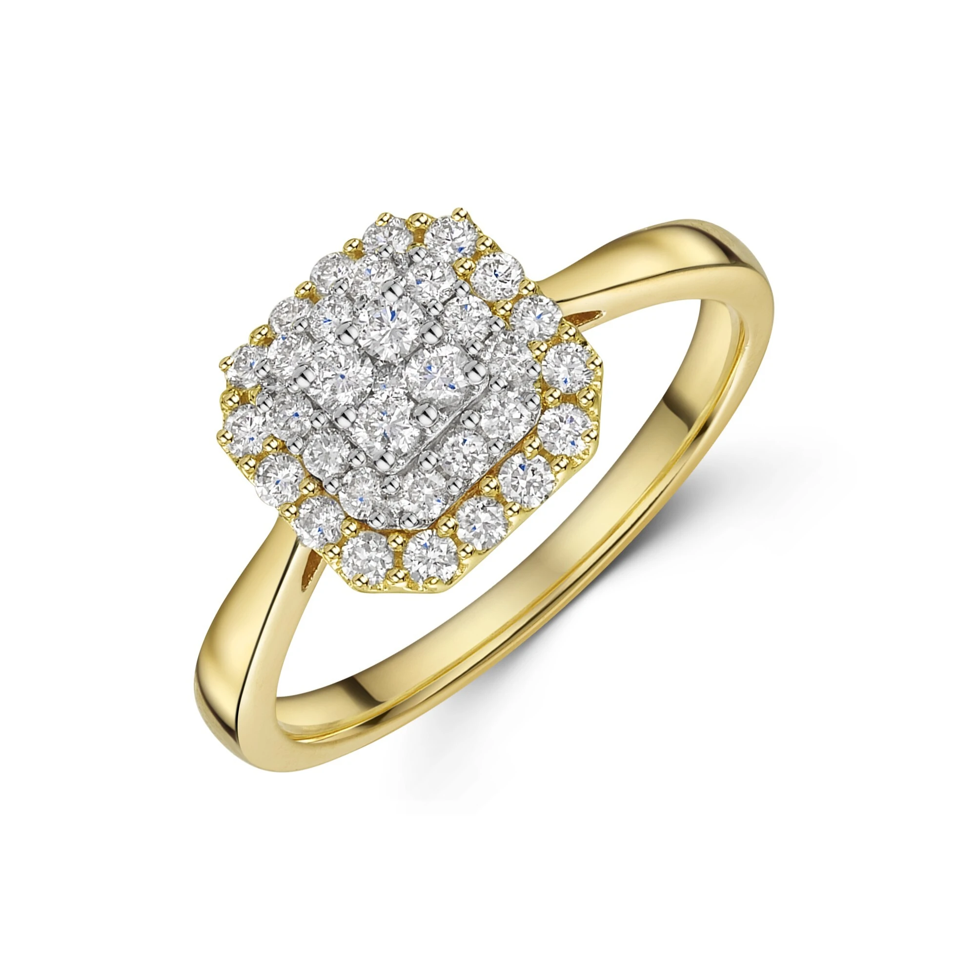 18ct Yellow Gold Lab Grown Excellent VS1 Clarity Round Brilliant Cut Cluster Diamond Ring 1