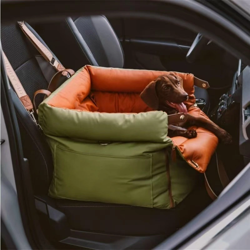 Luxe design hondenautostoelverhoger, modieus leren, waterdicht huisdierbed, duurzame hondenautostoel 1