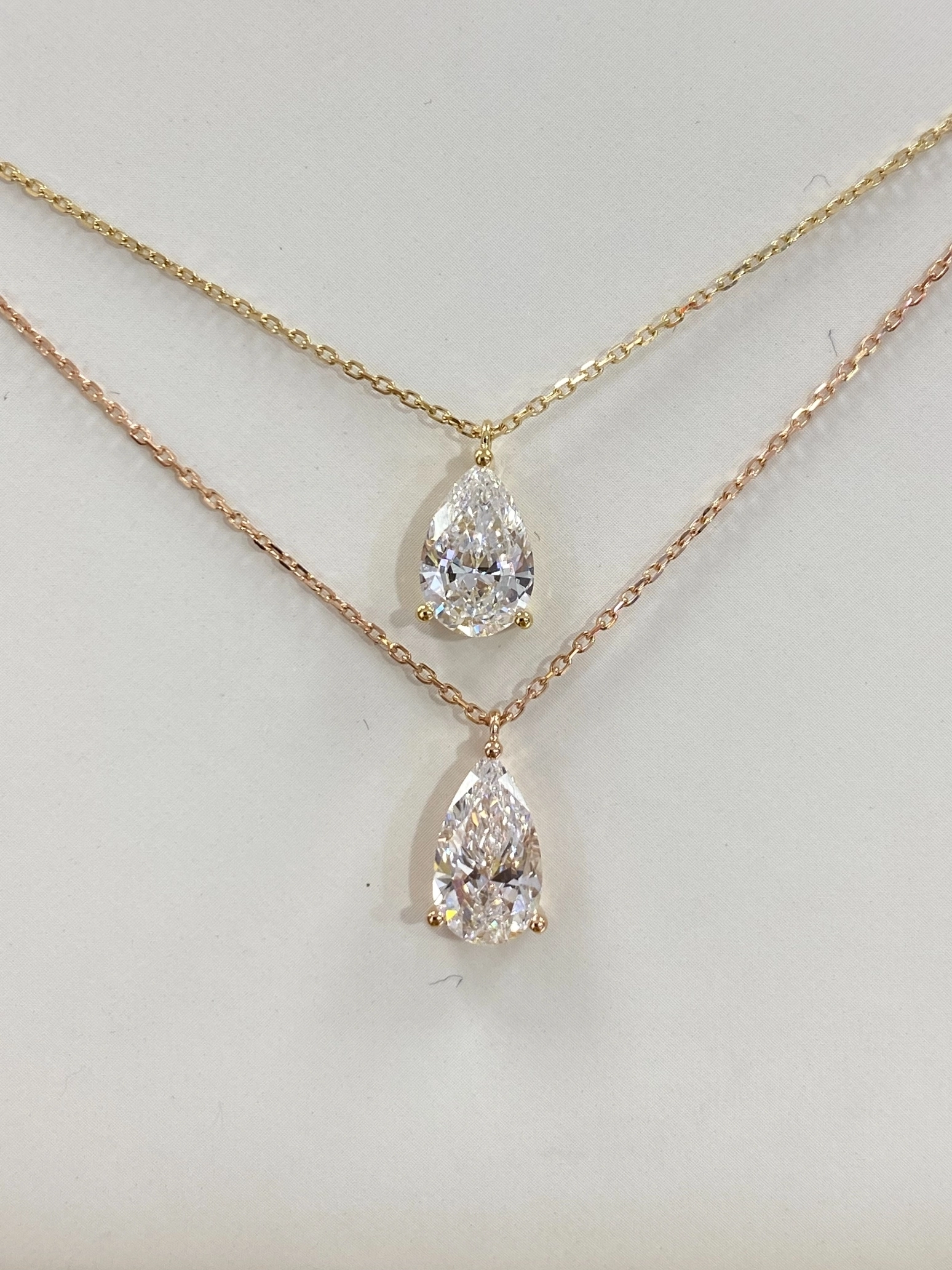 18K Yellow Gold Necklace With 1.026ct Pear Shaped Lab Diamond Pendant In 3 Prong Basket Setting 1