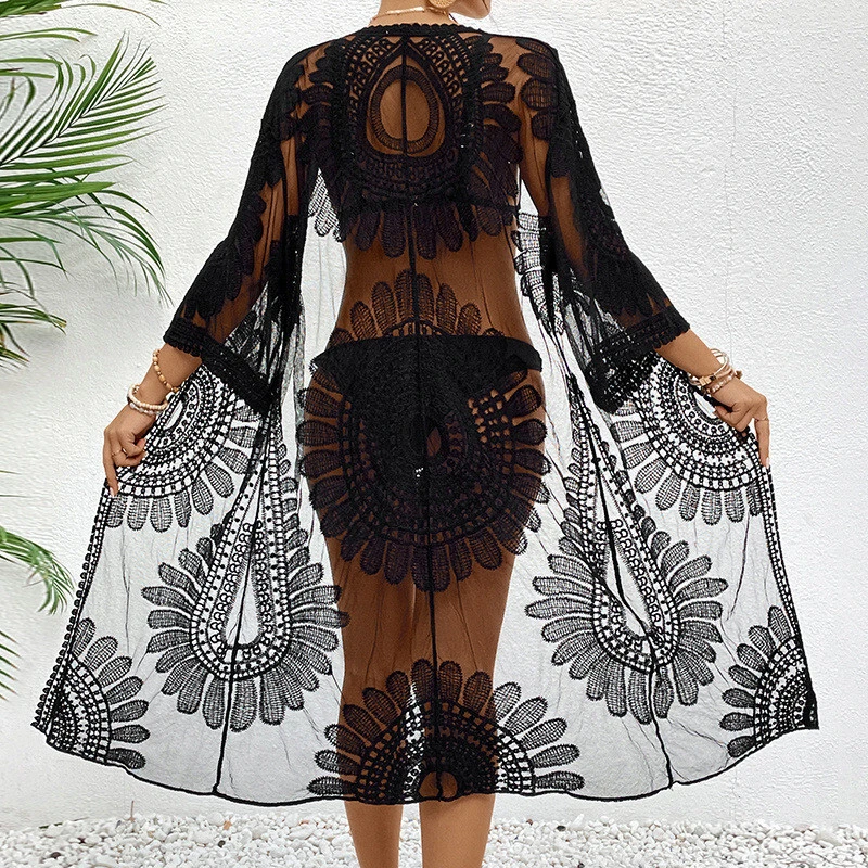 Wholesale Women's Lace Embroidery Kimono Cardigan - Amazon Bestseller Bikini Swimsuit Beach Cover Up 1