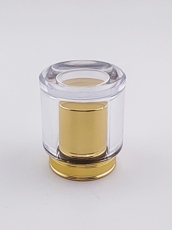 Exquisitas tapas de acrílico transparente para botellas de perfume, de varias formas y tamaños, con tapa de rosca de plástico, empaque elegante. 1