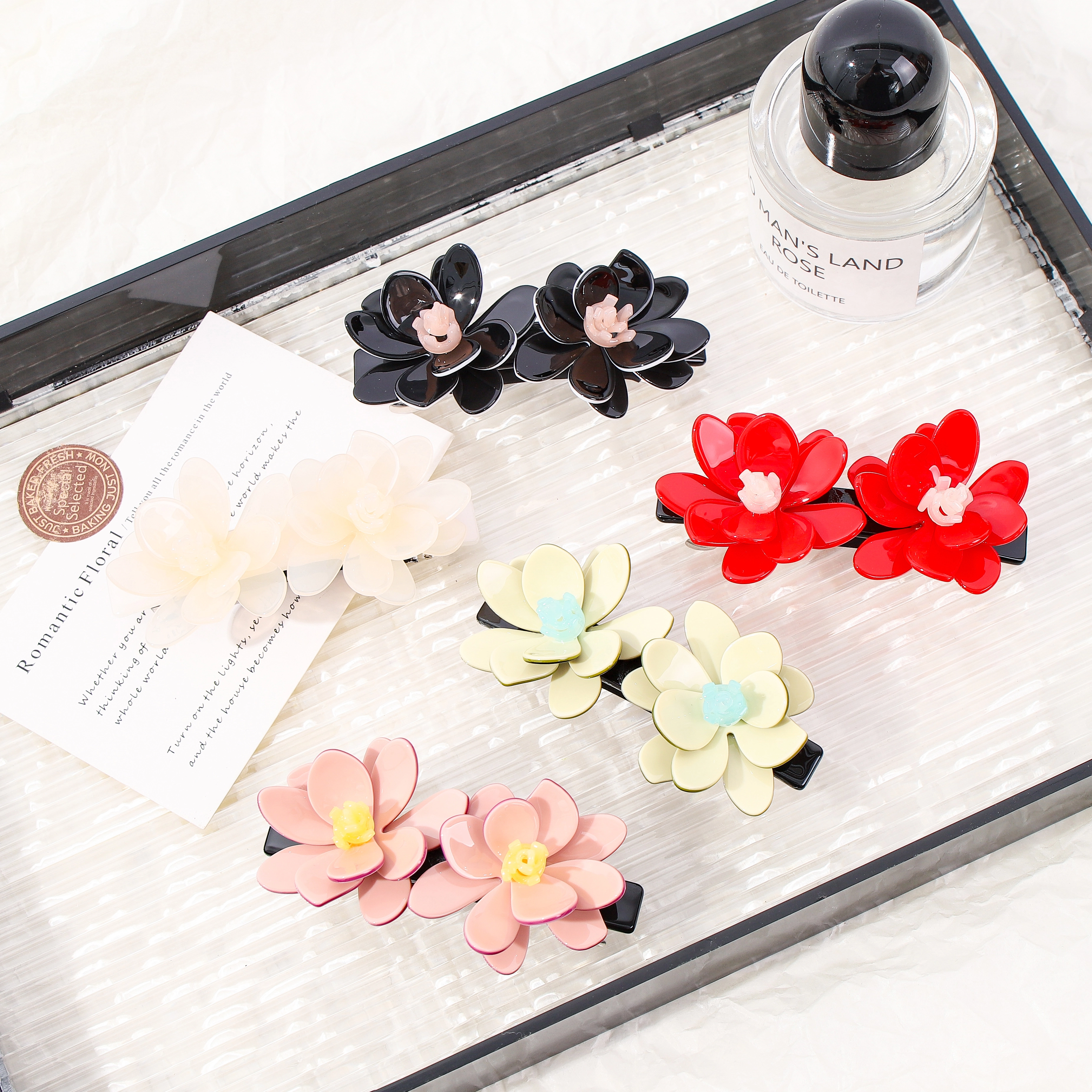 Haarspange in Form einer Essigsäureblume zum seitlichen Feststecken des Ponys, stylische Haarnadel für Damen. 1