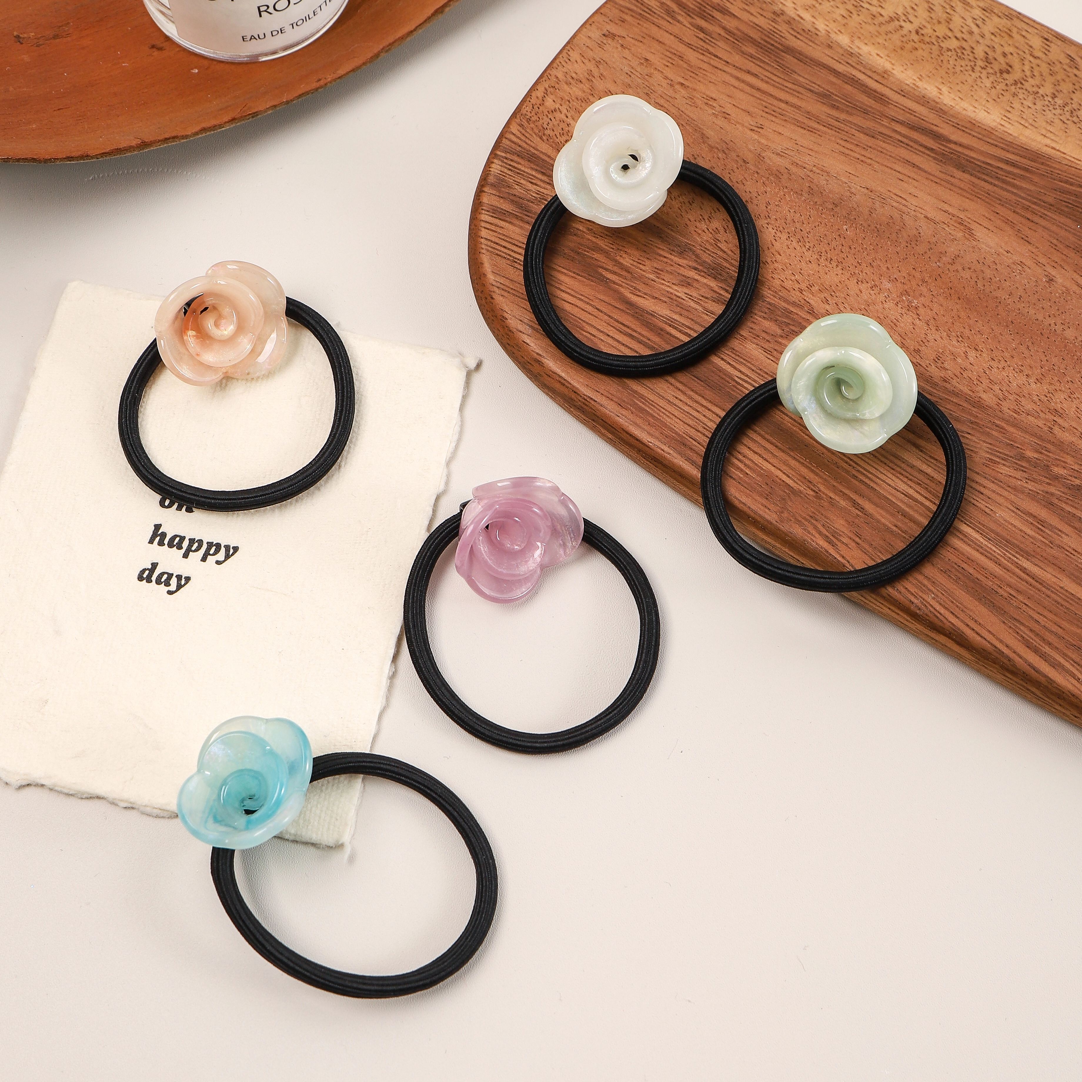 Acetic acid flower hair tie, high elasticity ponytail hair tie 1