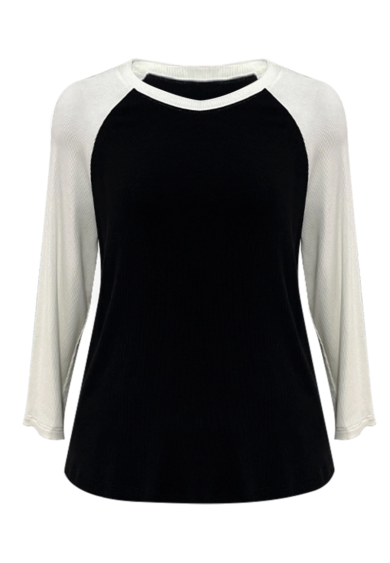 Women Black White Baseball Tops With Raglan Sleeve Vepeen Apparel 1