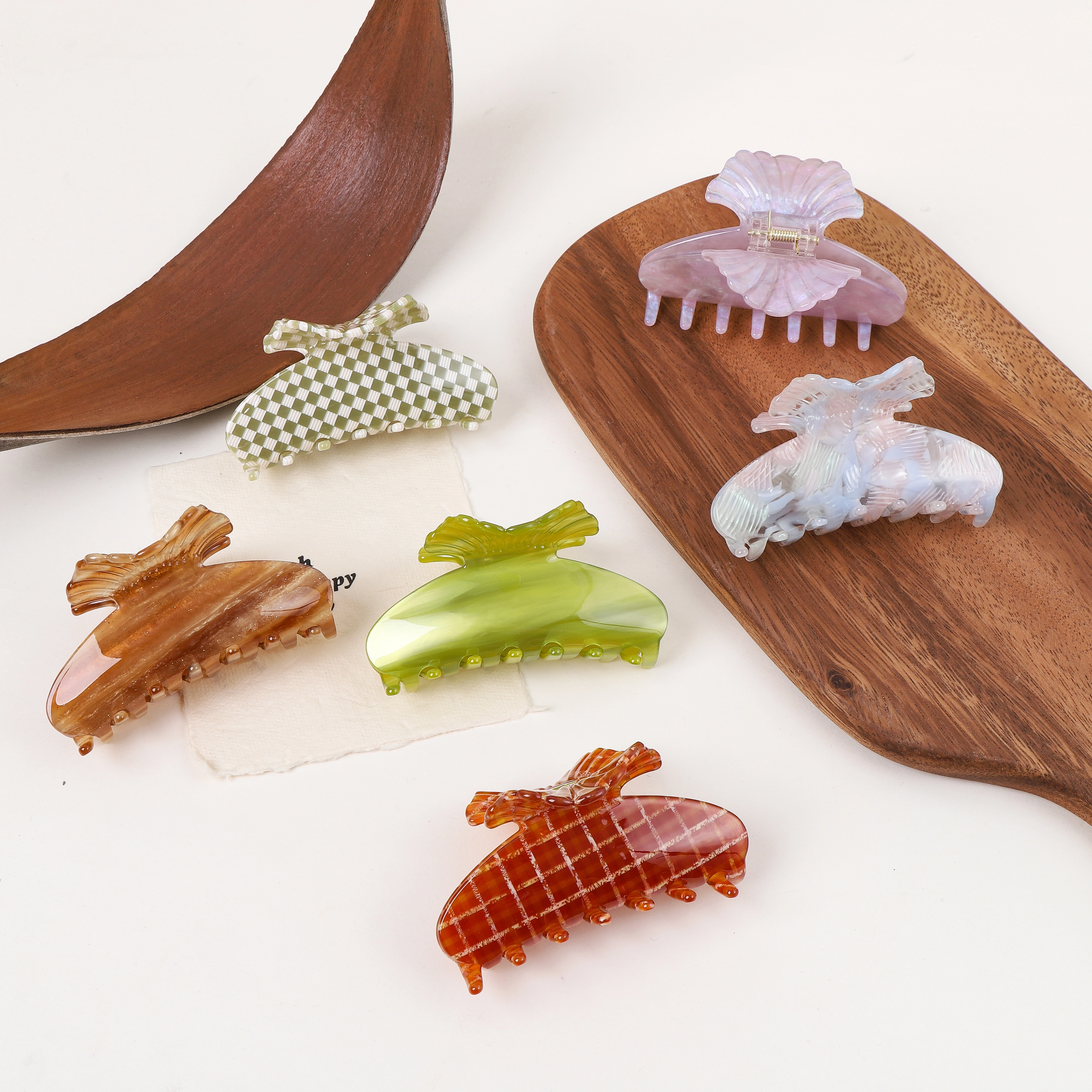 Pinza para el cabello de acetato y ámbar, pinza para el cabello de mujer para la parte posterior de la cabeza 1