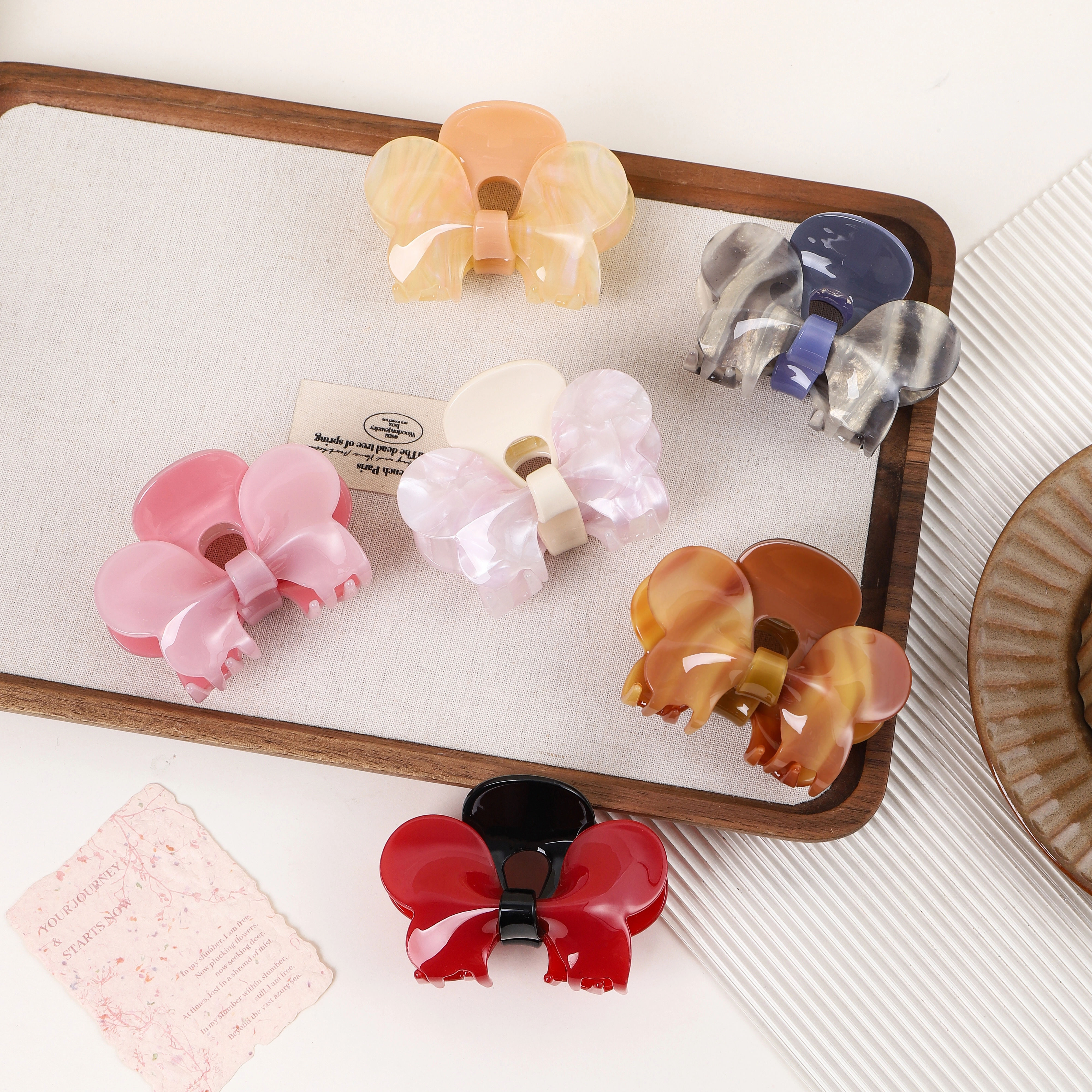 Acetic acid bow claw clip, medium-sized high ponytail shark clip 1