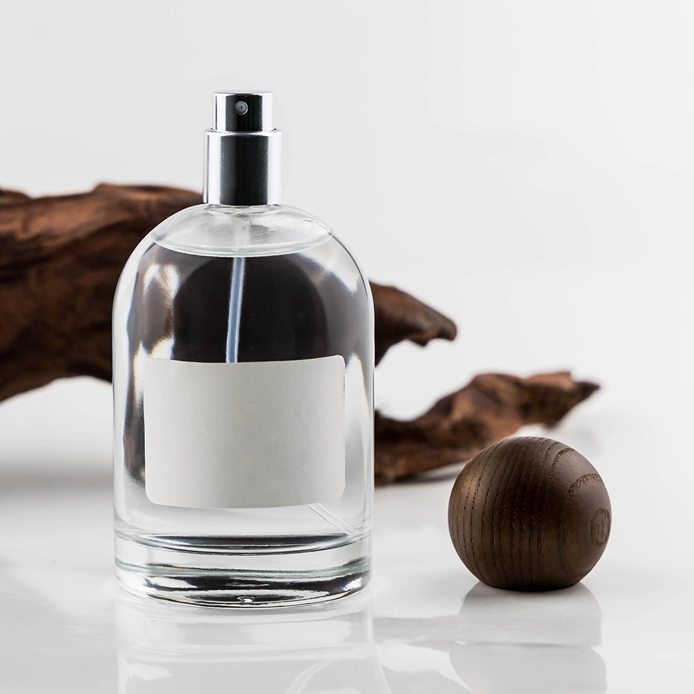 Flacone di profumo rotondo di lusso con tappo in legno e spruzzatore in argento - Confezione regalo in vetro da 30 ml, 50 ml e 100 ml BEST-23329 1