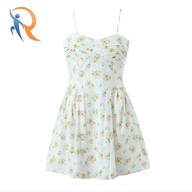 فستان زهري ضيق | خصر نحيف بطبعة مجعدة مع دعامة فولاذية 1