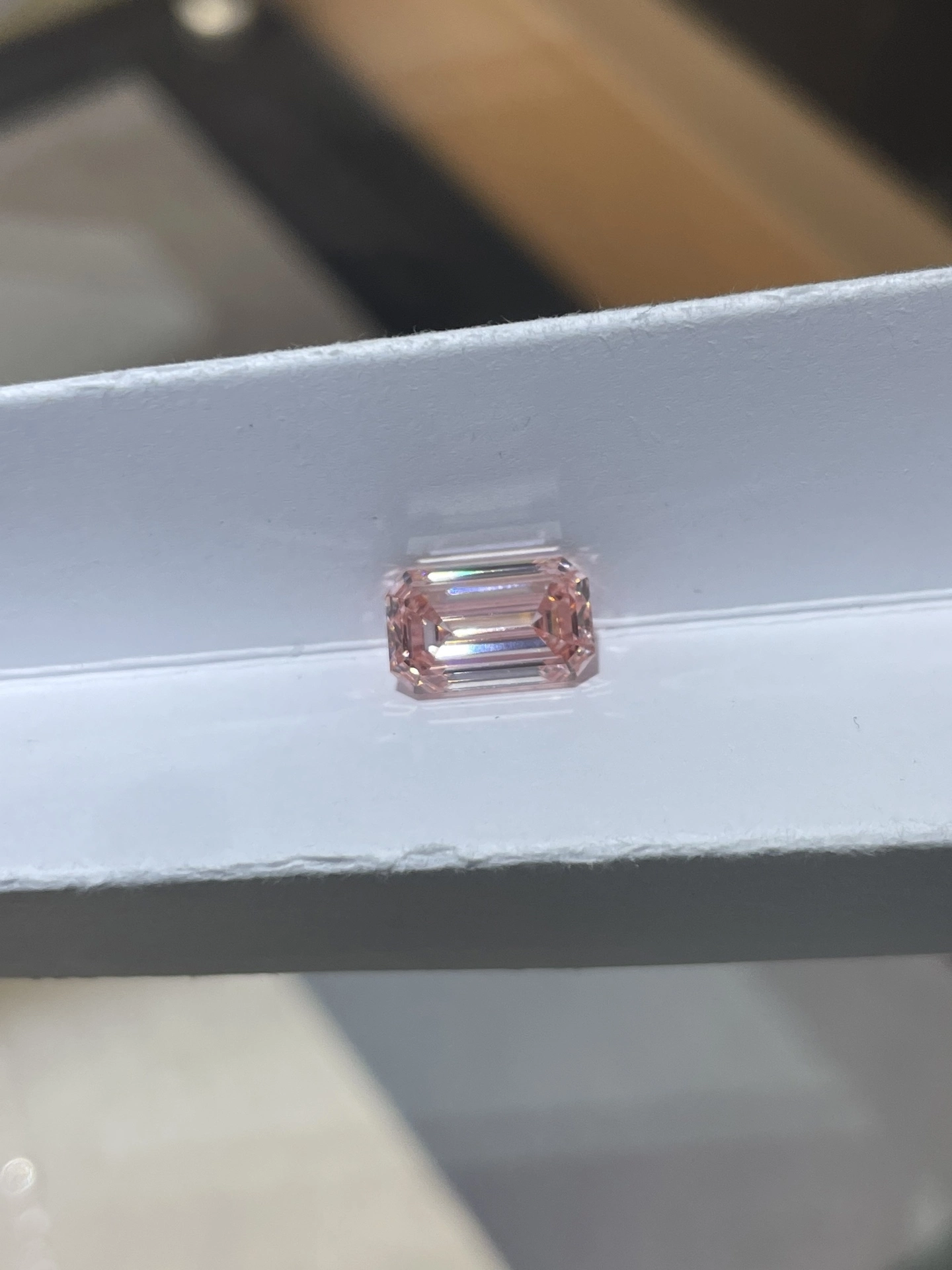 Fancy Intense Pink Lab Grown Excellent Emerald Cut VS1 Clarity 3.57 CTDiamond 1