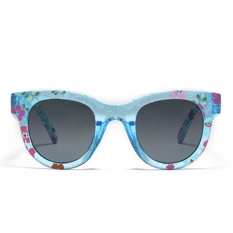 SK4721 Multicolor Floral Kids Retro Round Sunglasses - Floral Glitter Frame UV400 Protection for Girls Bulk Fashion Sunglasses Manufacturers Wholesale 1