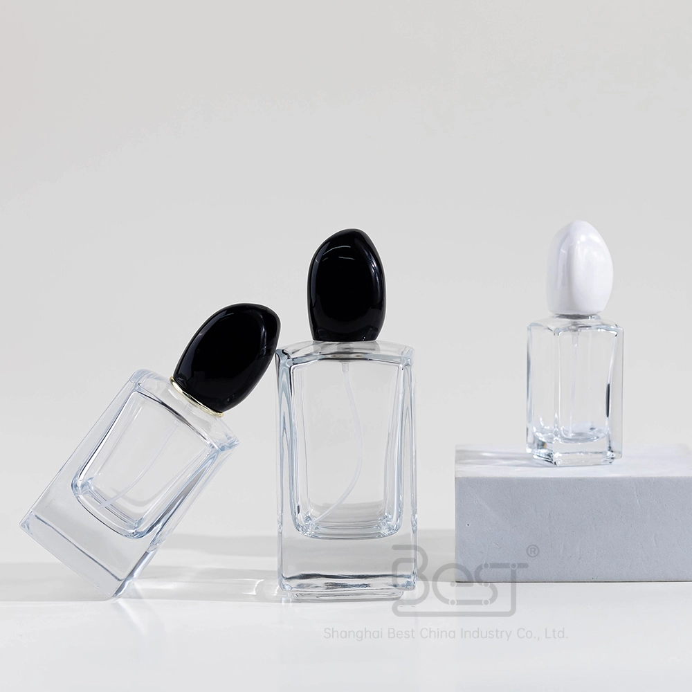 Square Perfume Bottle 30ml 50ml 100ml - Thick Bottom Glass, Gold Metal Sprayer for Women's Fragrance BEST-23307 1