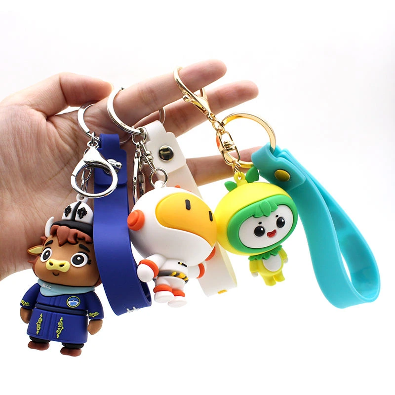 Porte-clés poupée 3D souple en PVC, personnalisé par une usine OEM 1