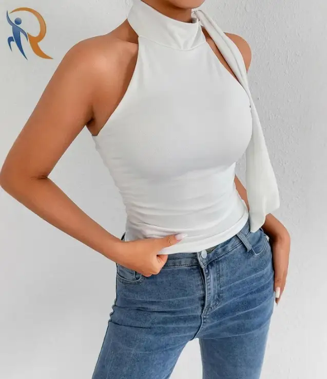 Sleeveless Crop Top for Women | Backless Halter Neck | Tight Bandage Style T Shirt 1