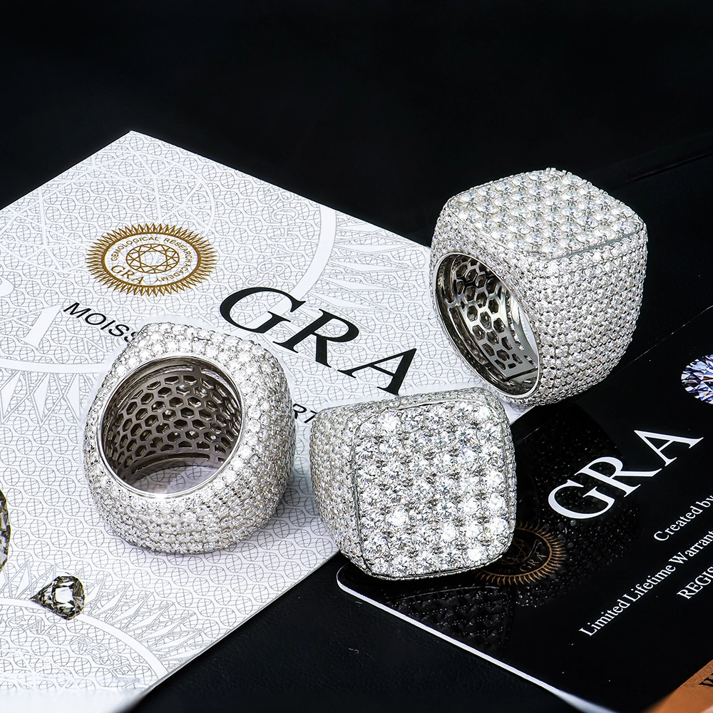 Moissanite Cuban Ring For Men,Custom Gra Certified 1