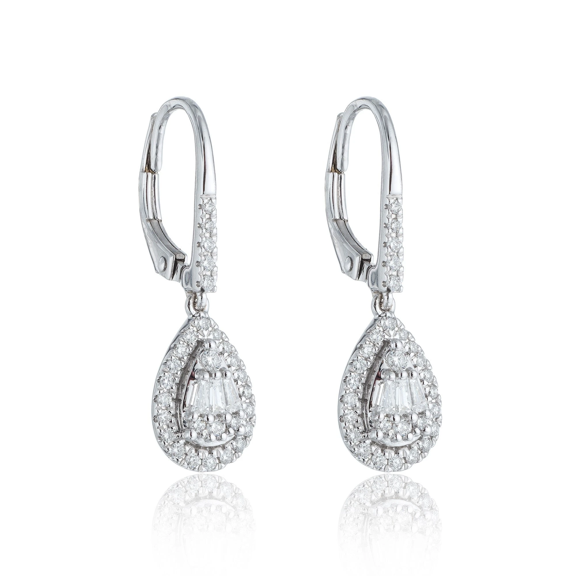 Fine Jewelry Luxury 18K White Gold Lab Diamond Earrings, Pear-shaped with IGI Certificates For Engagement 1