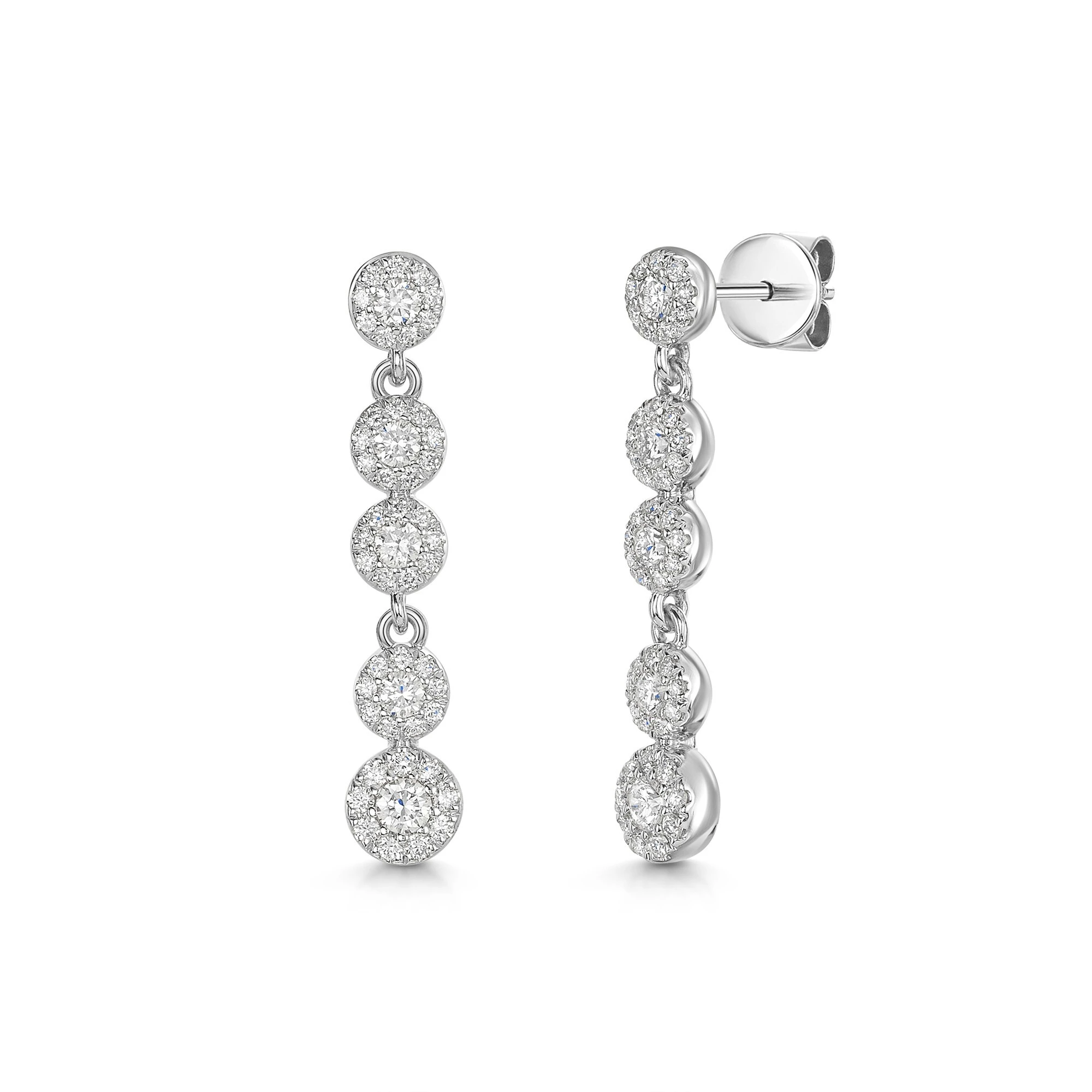 18ct White Gold Lab Grown Round Brilliant Cut Diamond Illusion Style Drop Earrings 1