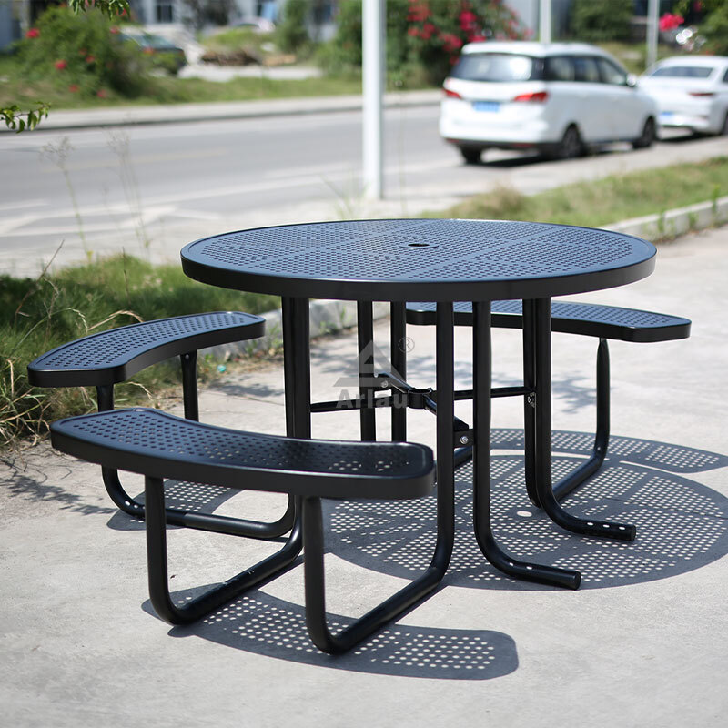Ada Round Table ADA Picnic Table - Wheelchair Accessible Round Steel Table - Arlau