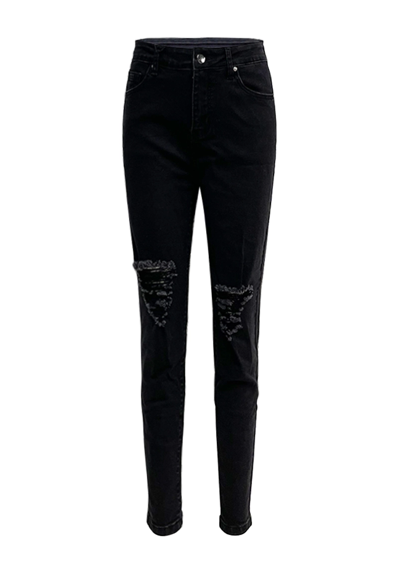 Schwarze, im Used-Look gehaltene Skinny-Jeans von Vepeen Apparel 1