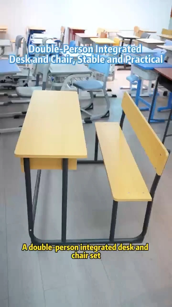 Wooden Double Student Desk with Bench Durable School Furniture Sets School Desk 1