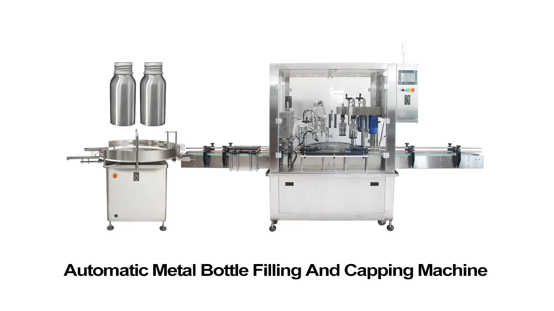 Automatic Filling Capping Machine & Rotary Bottle Unscrambler 1