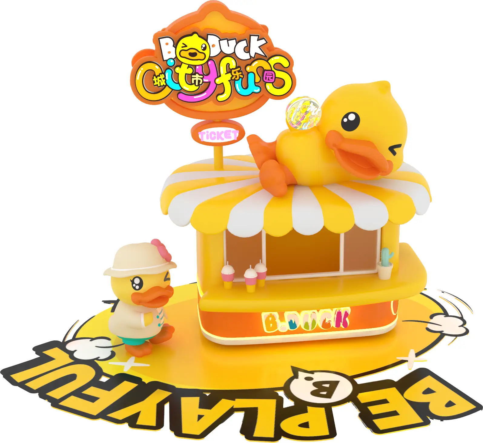 كشك تذاكر B.Duck: خدمة مدينة الملاهي ذات الطابع الكرتوني والملون 1