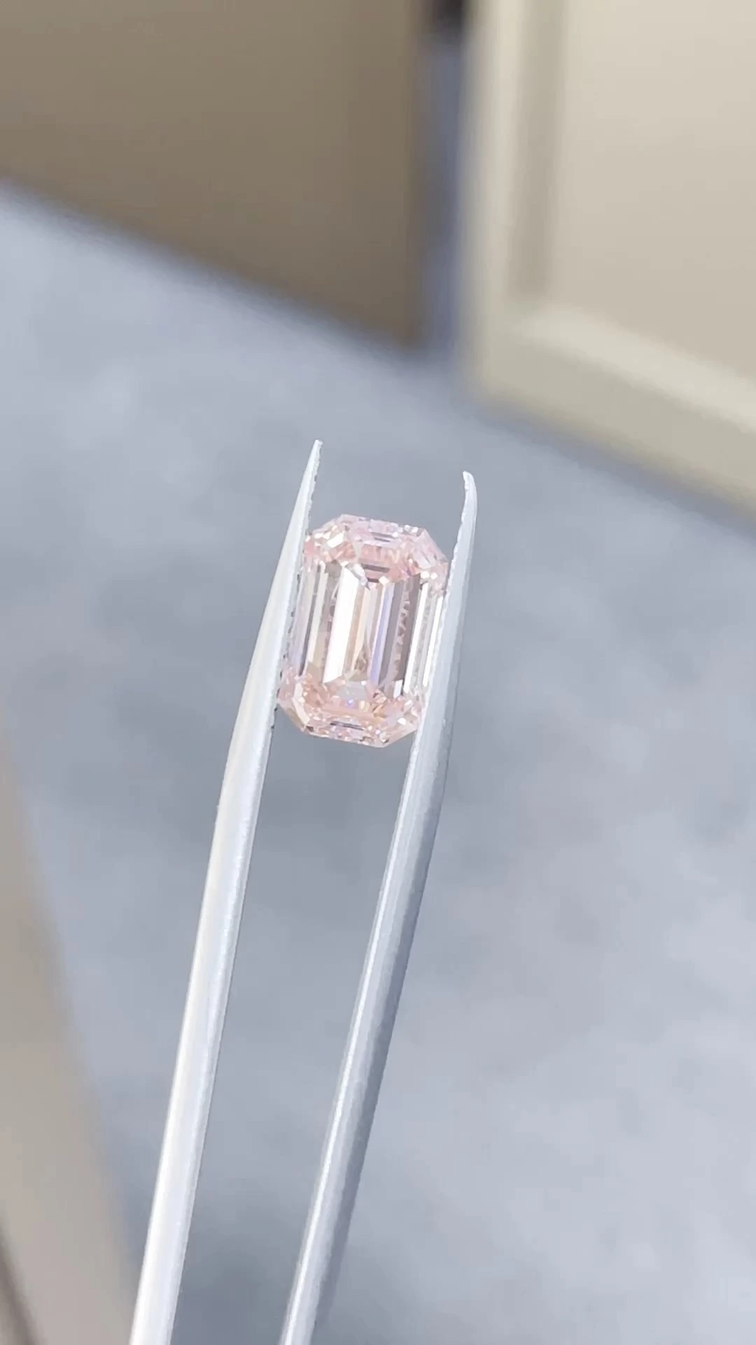 Lab Grown Fancy Intense Pink Excellent Emerald Cut VS1 Clarity Diamond 3.55ct 1